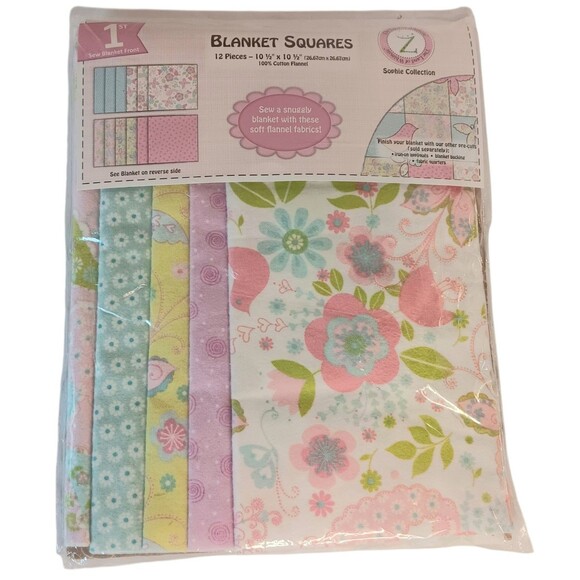 Land of Whimzie Baby Blanket Kit Fabric & Iron On Flower Butterflies Birds - New - Picture 1 of 13